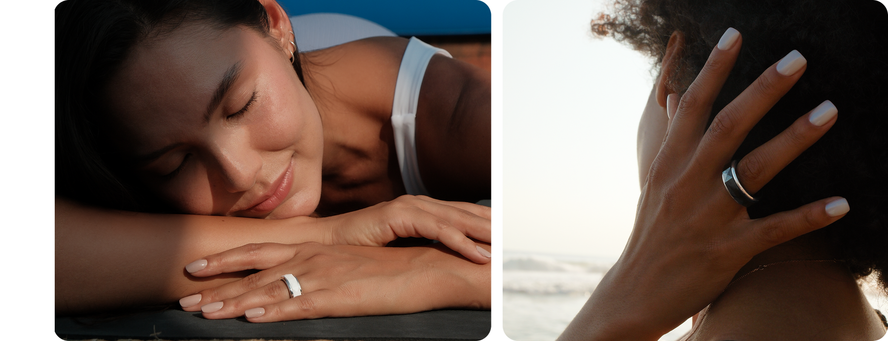 A side-by-side lifestyle comparison of the CUDIS Smart Ring versus Dreame AI smart ring features